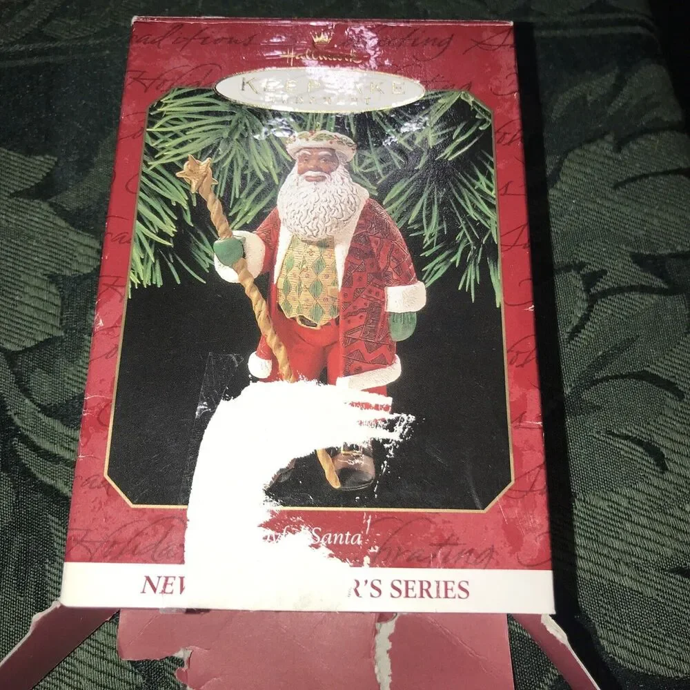 1999 Hallmark Black Americana Joyful Santa Claus Christmas Ornament‎